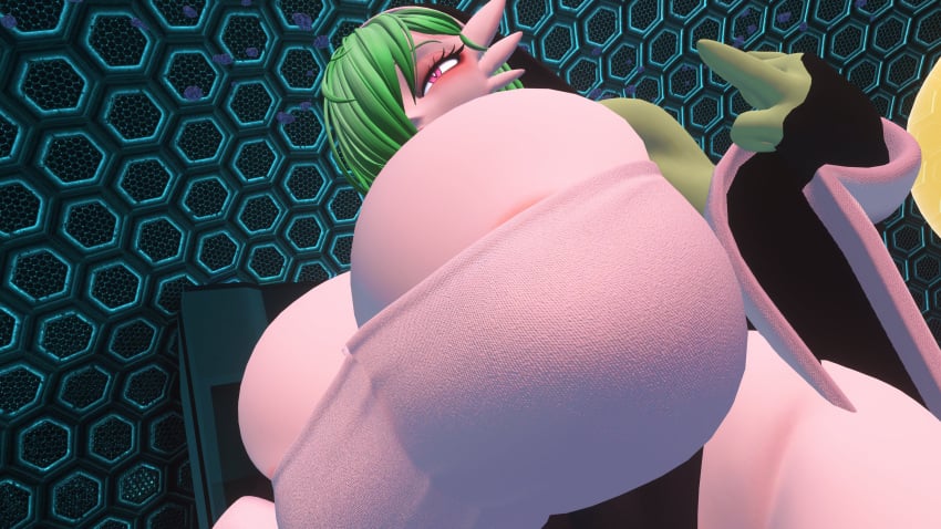 3d anthro areola areola_slip furry gardevoir huge_breasts huge_thighs pokemon pokemon_(species) sloppydragons vrchat wide_hips