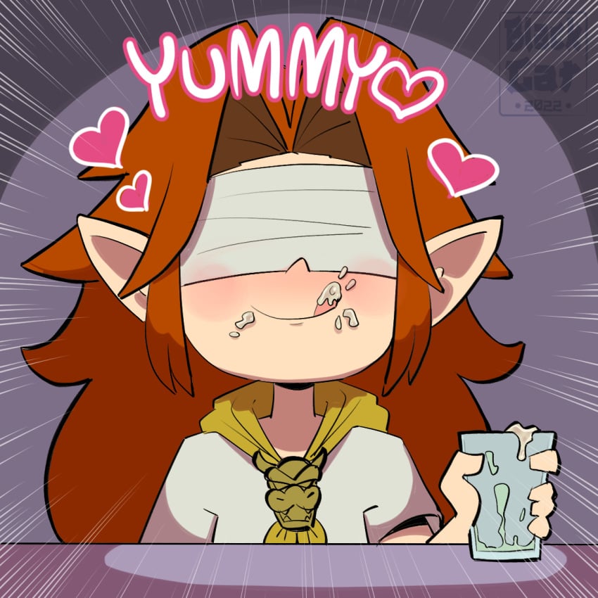 1girls blackcat18up blindfold blindfolded blue_eyes cremia cum cum_in_mouth drinking_cum female gokkun licking_lips majora's_mask nintendo the_legend_of_zelda tricked unaware