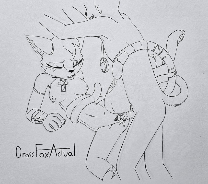 anthro anthro_on_anthro anthro_only barefoot big_mouth_(anatomy) black_nose black_sclera catnap catnap_(poppy_playtime) critters_(poppy_playtime) crossfoxactual domestic_cat feline fur furry_only grayfoxactual long_tail no_humans oc ocs paper poppy_playtime poppy_playtime_(chapter_3) pupils sex smiling_critters tagme white_pupils