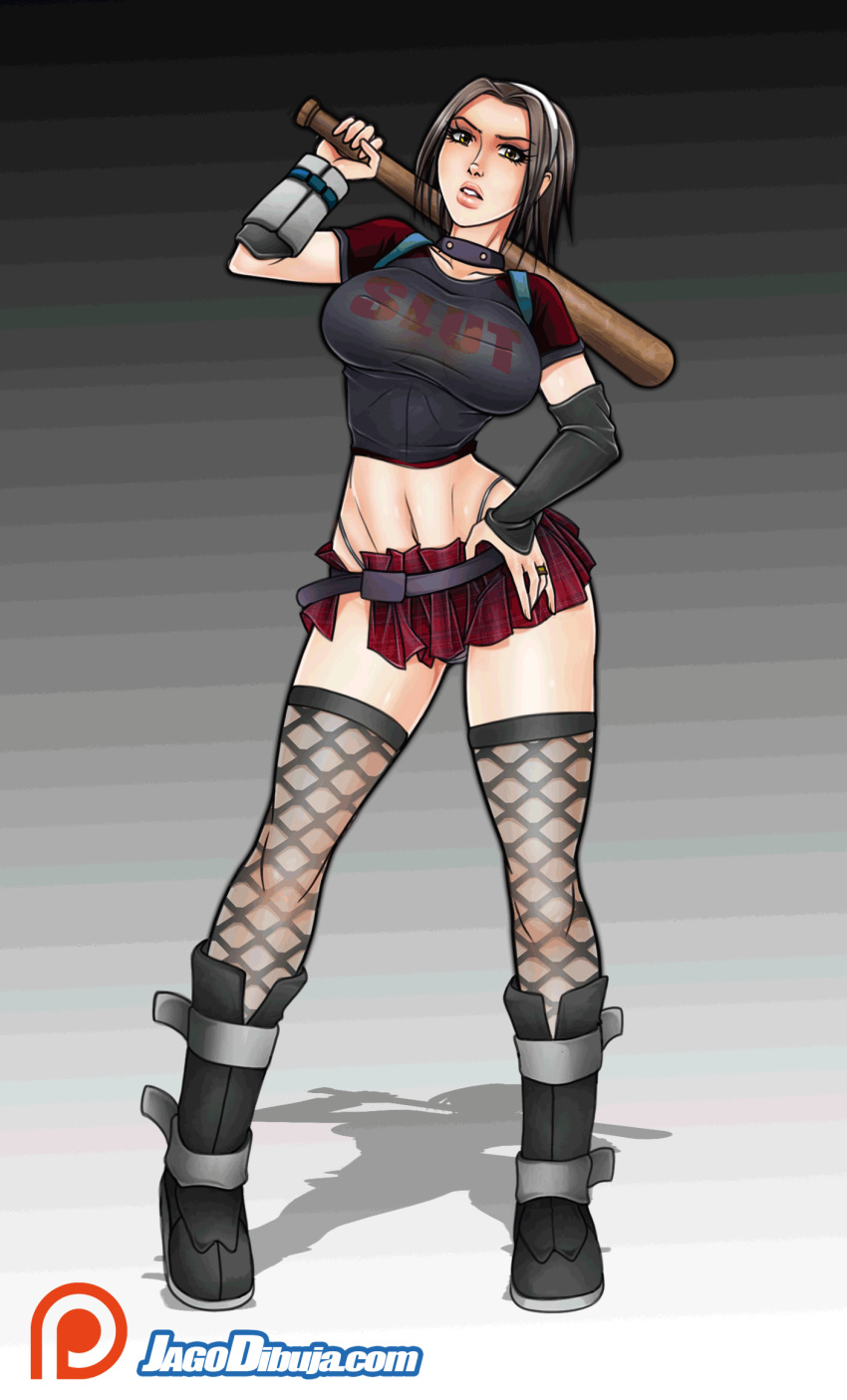 1girls animated baseball_bat brown_hair english_text female female_only gif goth jago_dibuja jo-beth_casey solo solo_female text time_splitters timesplitters timesplitters:_future_perfect