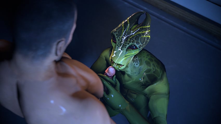 2017 3d 3d_(artwork) alien bara captain_kirrahe commander_shepard cum cum_on_face fellatio gay green_skin human male male/male male_only maleshep mammal mass_effect nude oral penis rooking salarian sex video_games yaoi