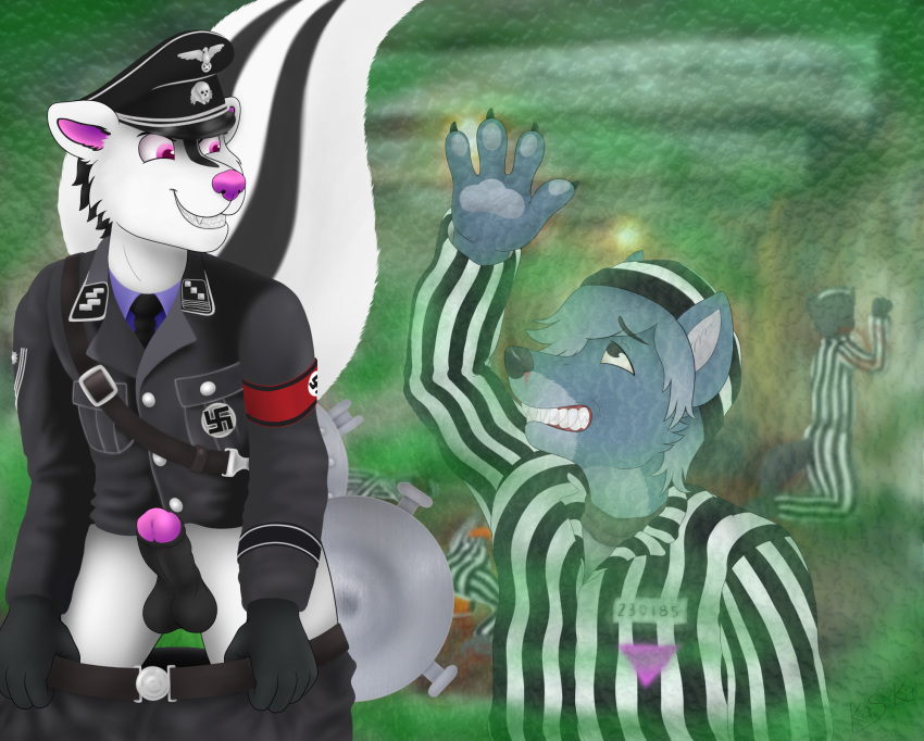 chamber clothing death evil_skunk fart gas invertedskunk jasper jasper_skunk kitshokit male mammal nazi prissoners skunk suit ych