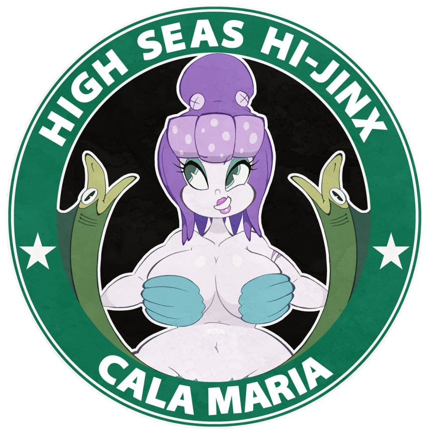1girl 1girls bcdickchix bcfuta big_breasts breasts brendancorris busty cala_maria chubby_female cuphead_(game) curvy female giantess huge_breasts mermaid pinup purple_body seashell_bra tentacle_hair video_games voluptuous wet wide_hips