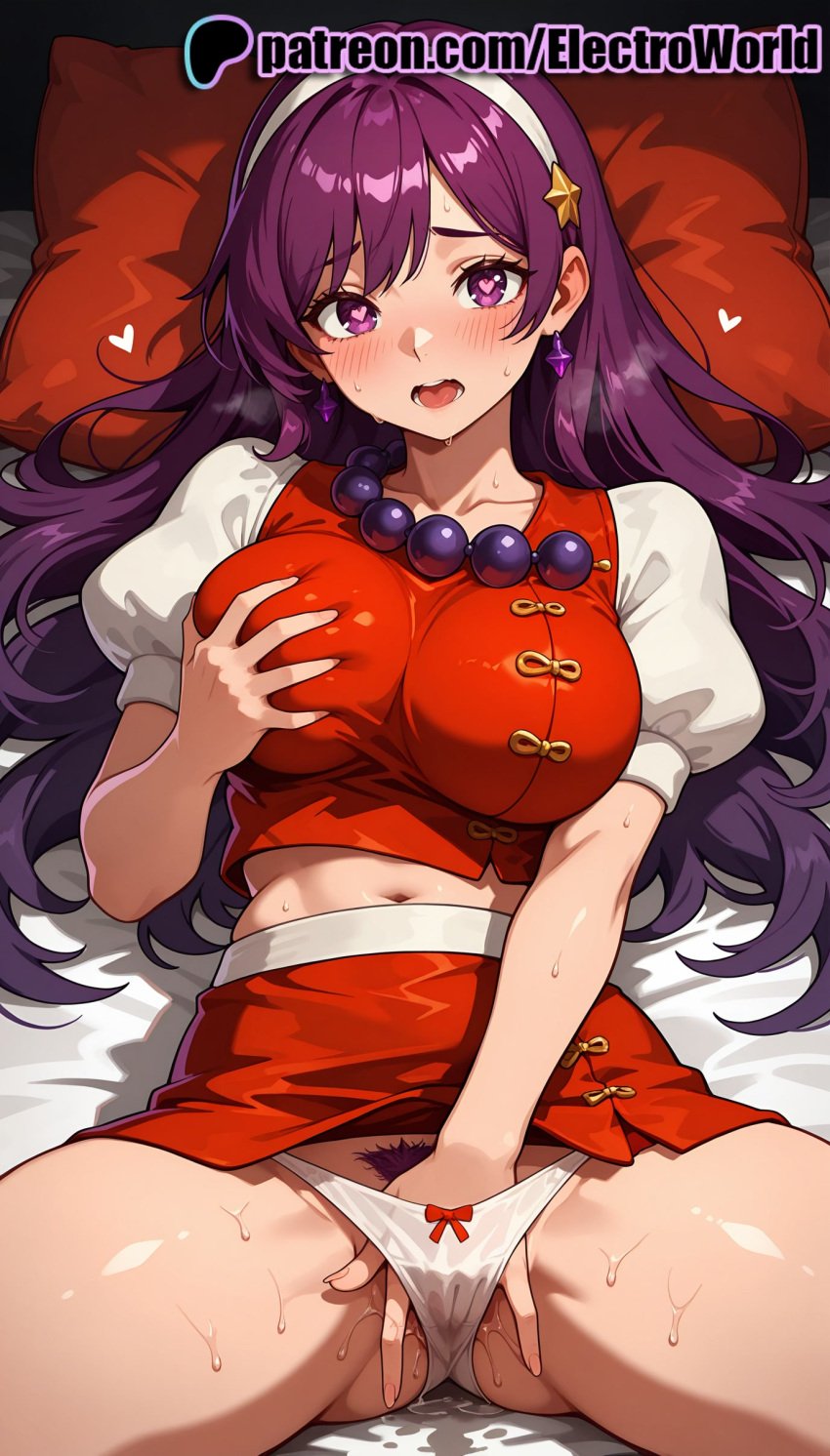 1girls 2025 ai_generated artist_name athena_asamiya bed bed_sheet big_breasts big_chest blush bow bow_panties breast_grab breasts bust busty chest cushion earrings electroworld female fingering frilled_pillow grabbing hairband hand_in_own_panties hand_in_panties head_on_pillow heart heart_pillow hi_res high_quality high_resolution highres jewelry king_of_fighters large_breasts laying_down legs_apart legs_spread long_hair lying lying_on_back masturbation navel on_back on_bed open_legs open_mouth panties patreon patreon_username pillow pillow_grab pillow_hug puffy_short_sleeves puffy_sleeves purple_eyes purple_hair pussy_juice self_fondle short_sleeves snk splayed_legs spread_legs stable_diffusion star_(symbol) sweat underwear violet_hair watermark yes yes-no_pillow