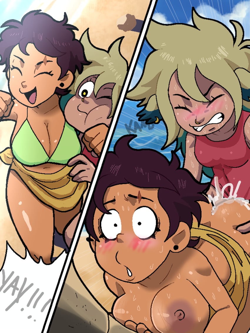 areolae big_breasts bikini comic dark_skin futa_on_female futanari kams_volumen2 luz_noceda monster monster_girl nipples rape swimsuit tagme the_owl_house vee_(the_owl_house)