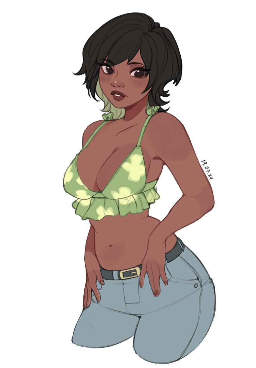 andrea_(kamii_momoru) breasts brown_skin cute_girl green_scales kamii_momoru