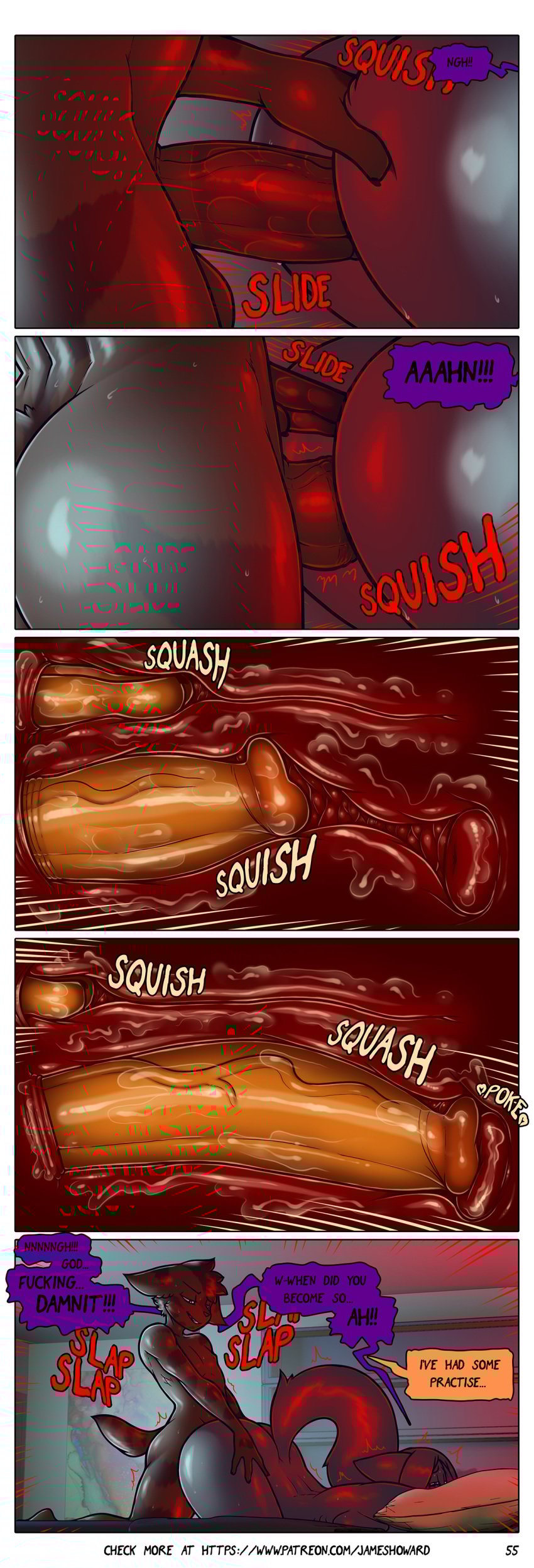 absurd_res agatha_(james_howard) age_difference alphonse_(james_howard) anal anal_fingering anthro bodily_fluids comic cougar dialogue domestic_cat duo eyewear felid feline felis female fingering glasses hi_res internal james_howard male male/female mammal patreon penetration sweat vaginal_penetration vaginal_penetration