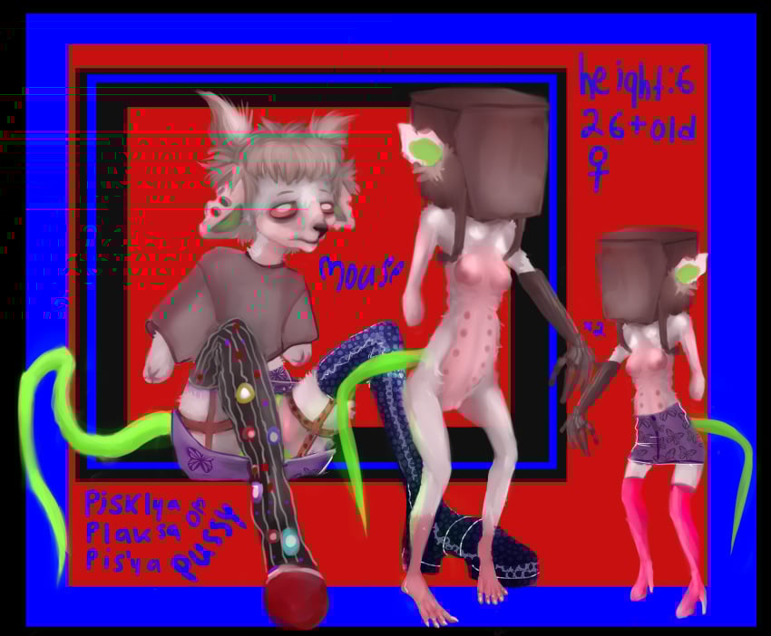 absurd_res anthro arms biography disability experiment_(disambiguation) female female/female furry hi_res history invalid_tag mammal model_sheet mouse murid murine original_character rat rodent solo without