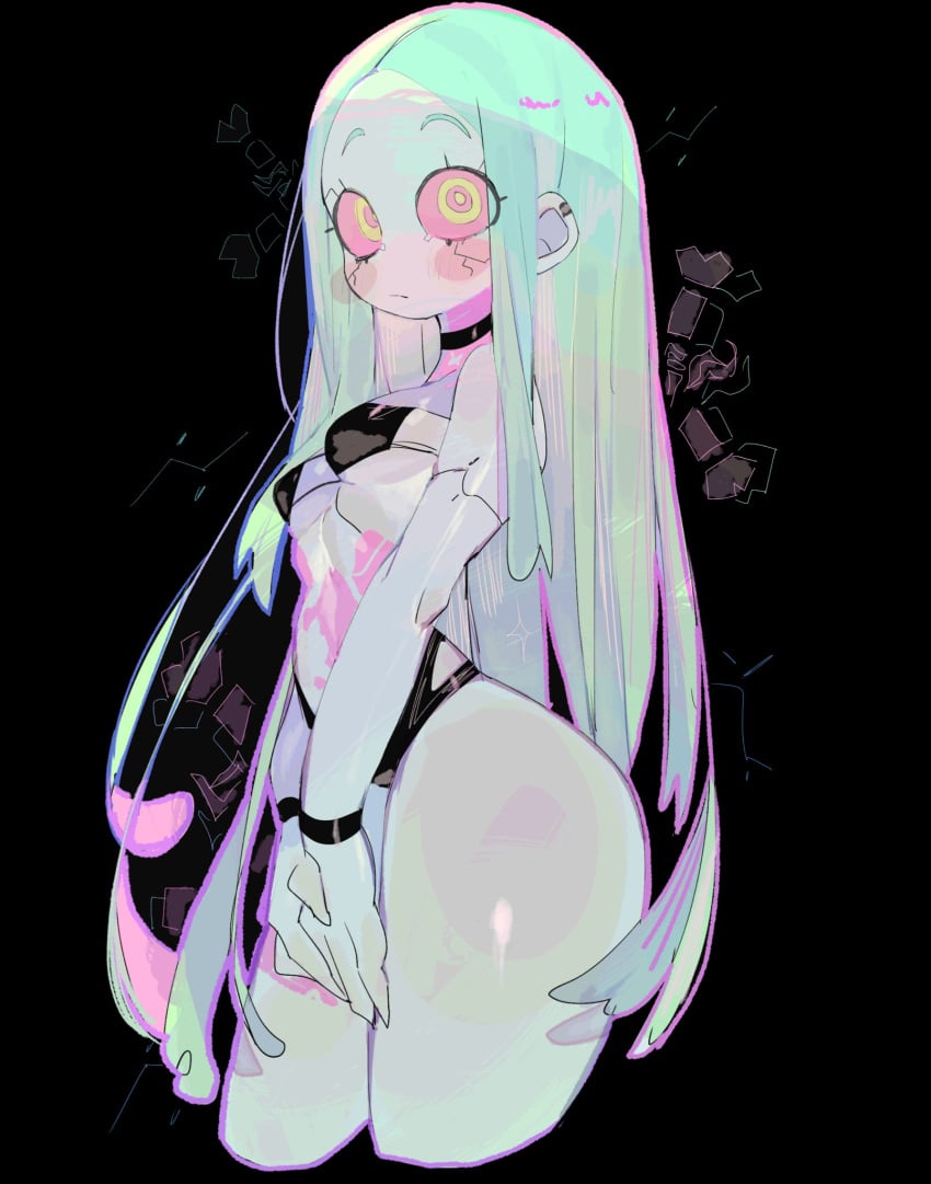1girls ass big_ass big_thighs black_background blush blushing bottom_heavy bra breasts choker cyberpunk:_edgerunners cyberpunk_2077 female female_only green_hair hourglass_figure huge_ass huge_thighs large_ass large_thighs long_hair looking_at_viewer pale-skinned_female pale_skin panties rebecca_(edgerunners) red_sclera shortstack small_breasts solo solo_female standing tattoo thick thick_ass thick_thighs thighs underwear underwear_only usa37107692 white_body wide_hips yellow_eyes