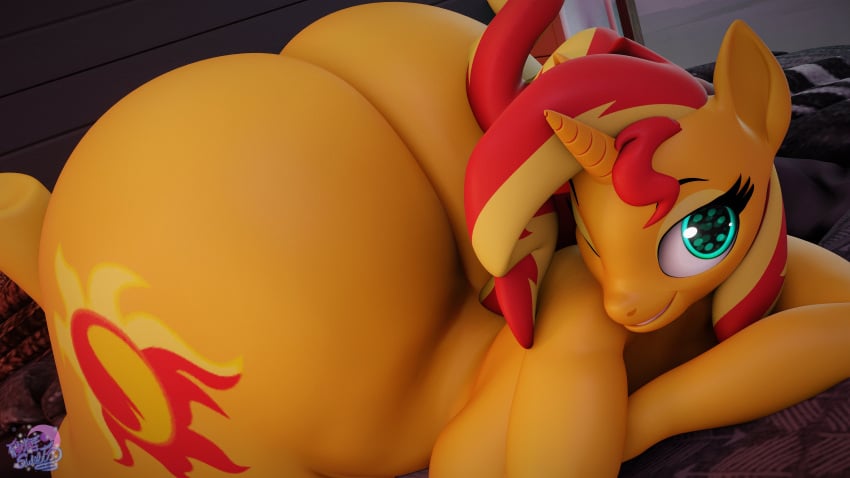 1girls 3d alicorn alternate_version_available anthro anthrofied ass ass_bigger_than_head bed bedroom big_ass big_breasts big_butt blonde_hair bottom_heavy breasts bubble_butt butt_crack curvaceous curvy curvy_figure cyan_eyes equine female female_only friendship_is_magic furry geodat64 hasbro hooves horn horse huge_ass long_hair multicolored_hair my_little_pony nude_female on_bed pony red_hair slim_waist solo solo_female sunset_shimmer thick_thighs voluptuous voluptuous_female wide_hips