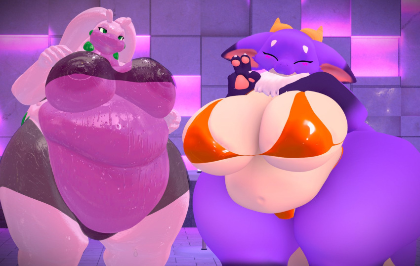 2girls anthro bbw big_areola big_ass big_belly big_breasts big_butt big_nipples big_thighs bikini bikini_bottom bikini_top fat fat_ass fat_belly fat_butt fat_female goodra gooey_goober_(reptilligator) huge_ass huge_belly huge_breasts huge_butt huge_thighs obese obese_anthro obese_female overweight overweight_anthro overweight_female pool pool_ring pool_toy rebi_(tellah_karn) ssbbw standing tagme tagme_(character) tellah_karn transparent_clothing underboob vrchat vrchat_avatar wet wet_body wet_clothes wet_clothing wet_skin