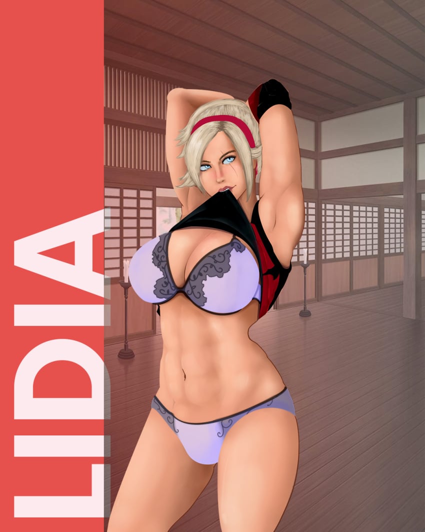 1girls abs athletic_female big_breasts blonde_hair bra chleoris17 cleavage female female_abs female_only fit_female lidia_sobieska namco navel tekken tekken_8