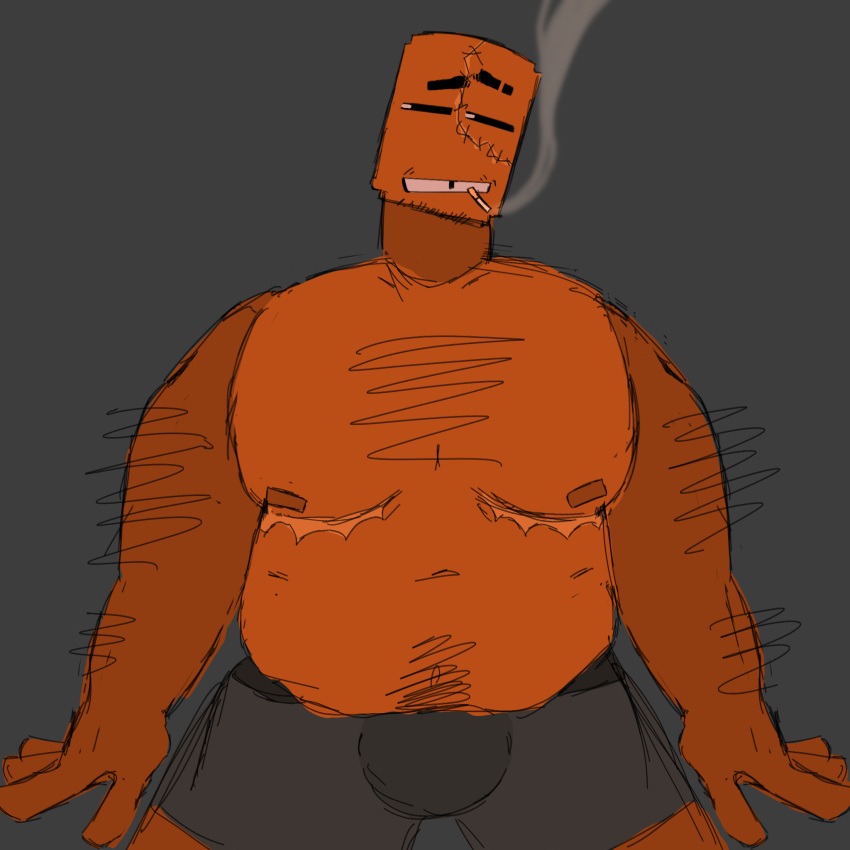 bear boner boxers cigarette dayshift_at_freddy's dsaf hard_on jack_kennedy_(dayshift_at_freddy's) manboobs