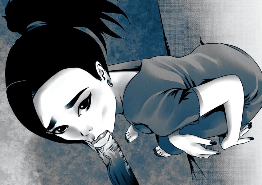 1boy 1girls 2024 blowjob dragon_ball dragon_ball_super female hi_res high_resolution highres kale male monochrome mozartav penis shounen_jump