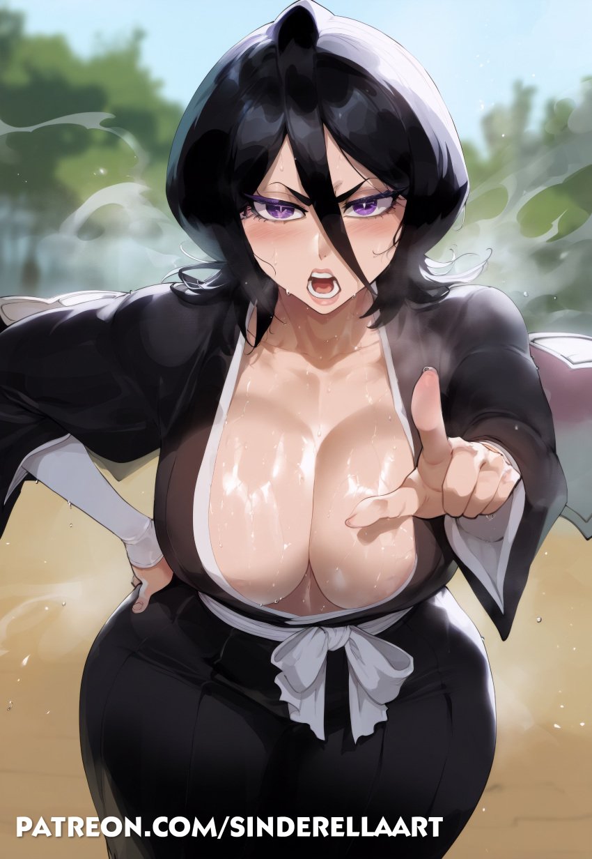 1girls ai_generated annoyed annoyed_expression bleach breasts_bigger_than_head female female_only kuchiki_rukia large_breasts milf patreon patreon_url patreon_username sinderellaart thick voluptuous voluptuous_female