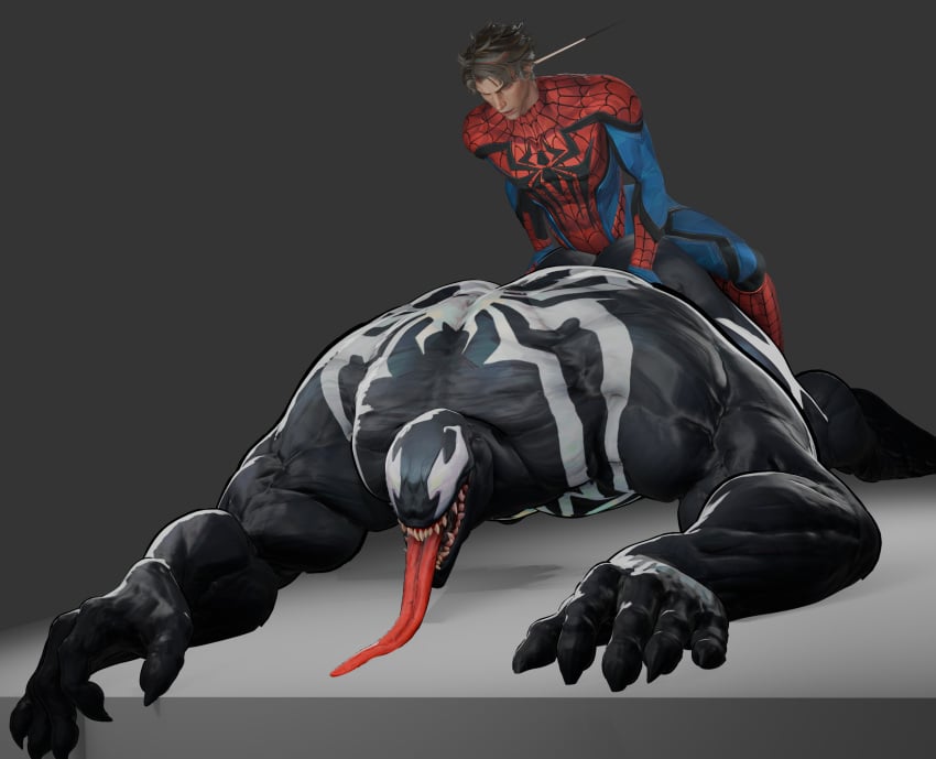 2boys 2males bara gay marvel marvel_rivals peter_parker size_difference small_dom_big_sub spider-man spider-man_(marvel_rivals) spider-man_(series) tongue tongue_out venom venom_(marvel) venom_(marvel_rivals) yaoi