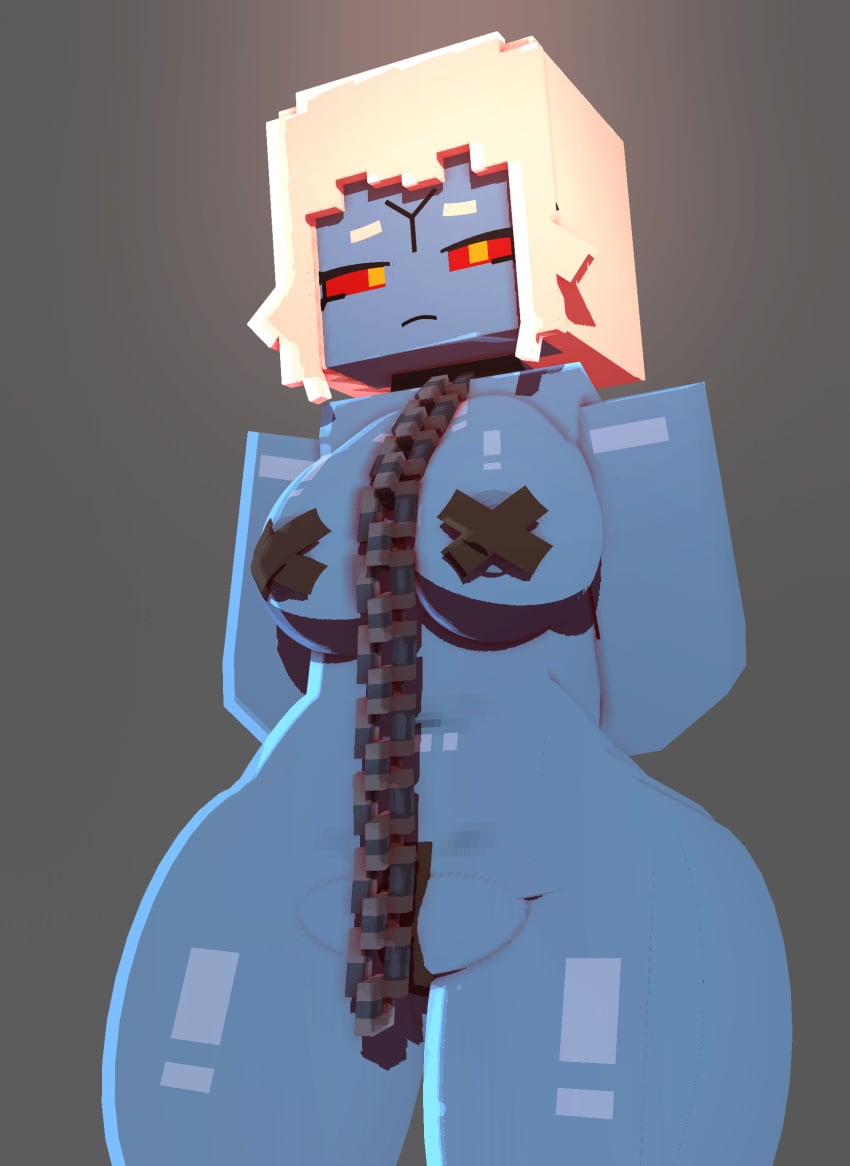 1girls 3d alien alien_girl alien_humanoid big_breasts blush breasts chain_leash chains choker coresvoid crossover curvy curvy_body curvy_female curvy_figure digital_media_(artwork) female female_only hi_res horny horny_female mine-imator minecraft open_mouth shadow smooth_skin solo solo_female tau thick_thighs thigh_highs thighs warhammer_(franchise) warhammer_40k wide_hips