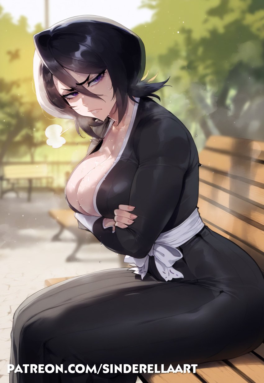 1girls ai_generated annoyed annoyed_expression ass_bigger_than_head big_butt bleach breasts_bigger_than_head female female_only huge_ass kuchiki_rukia large_ass large_breasts milf patreon patreon_url patreon_username sinderellaart thick voluptuous voluptuous_female