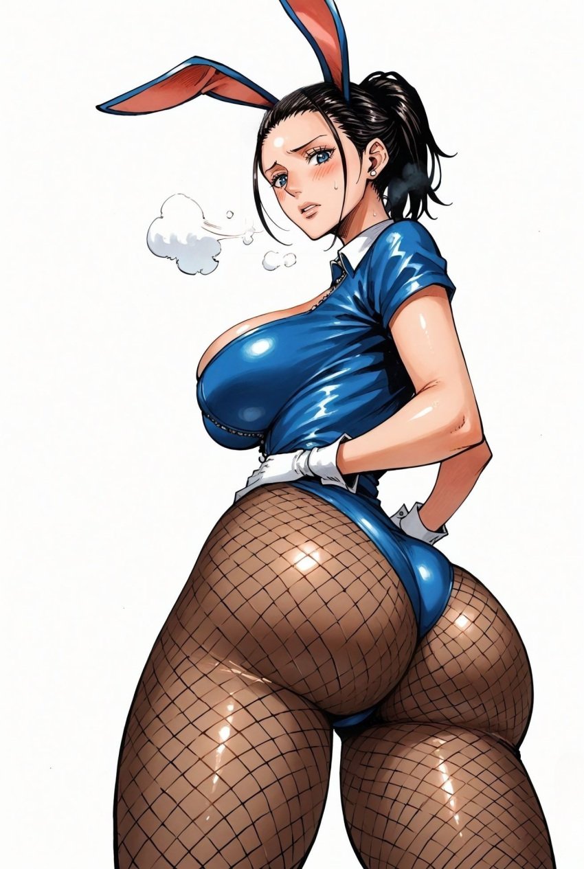 ai_generated alluring big_breasts black_hair blue_eyes blush breasts bunny_ears bunny_girl bunnysuit female female_only fishnets long_hair nico_robin one_piece seducing seduction seductive seductive_body seductive_eyes seductive_gaze seductive_look seductive_mouth seductive_pose shiny_hair shiny_skin skin_tight skintight skintight_clothing skintight_suit sunglasses sunglasses_on_head voluptuous voluptuous_female yashin