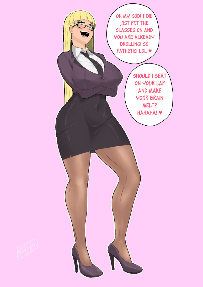 1girls 2d 2d_(artwork) aged_up arms_folded banjabu big_ass big_breasts big_butt blazer blonde_female blonde_hair blonde_hair_female breasts cleavage curvy curvy_figure disney disney_xd female glasses gravity_falls green_eyes happy happy_female heels hi_res high_heels highres hourglass_figure long_legs looking_at_viewer neck_tie office_clothing office_lady office_skirt office_uniform pacifica_northwest pink_background stockings suit tagme talking_to_viewer teasing thick_thighs thighs unseen_male wide_hips