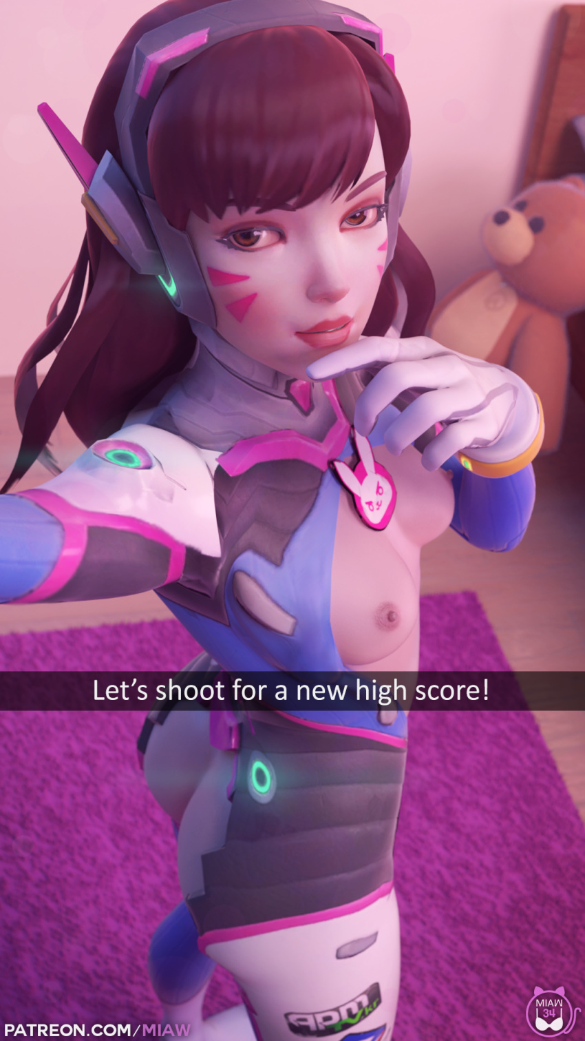 3d ass blender breasts d.va miaw34 overwatch picture selfie snapchat suit