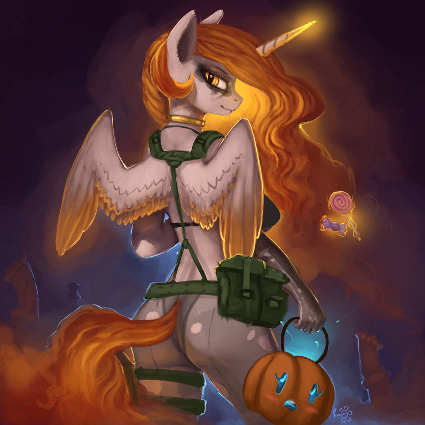 2015 alicorn alternate_color animal_genitalia animal_penis anthro anthrofied ass candy clothing cosplay crossover disembodied_penis equine equine_penis feathered_wings feathers female food friendship_is_magic gloves glowing hair halloween hi_res holidays horn horsecock konami levitation long_hair looking_at_viewer magic male mammal metal_gear my_little_pony penis princess_celestia_(mlp) quiet_(metal_gear) rain-gear solo video_games white_feathers wings