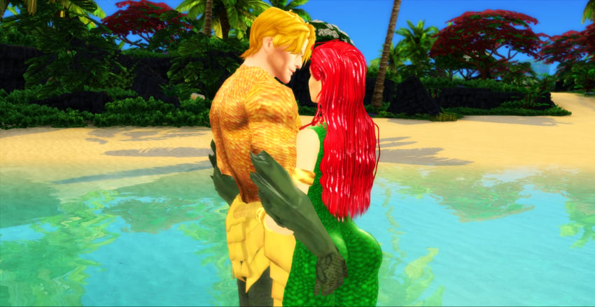 3d aquaman aquaman_(series) arthur_curry atlantis dc dc_comics hand_on_butt mera pof3445 red_hair the_sims the_sims_4