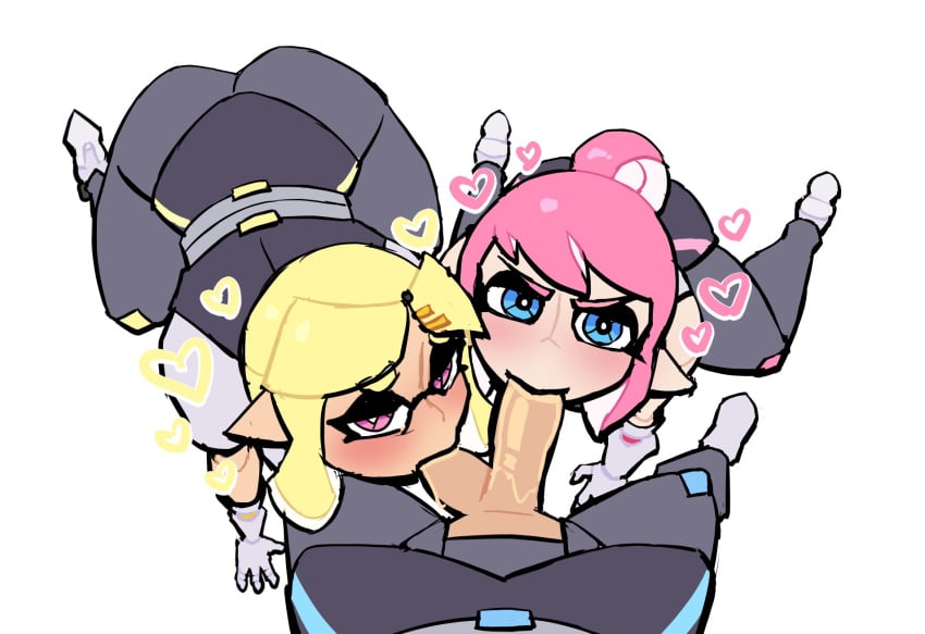 1futa 2girls animatronic ball_sucking balls big_breasts big_penis blue_eyes breasts clothed clothing commission cute erection female futa_on_female futanari garden_asada human inkling kneeling lema_(garden_asada) light-skinned_female light-skinned_futanari light_skin lovetopullmicke mostly_clothed penis pink_eyes pink_hair po's_splateria_(garden_asada) po_(garden_asada) pov pov_blowjob shy_(garden_asada) sloppy_blowjob splatoon standing threesome two_girls virtual_youtuber yellow_hair