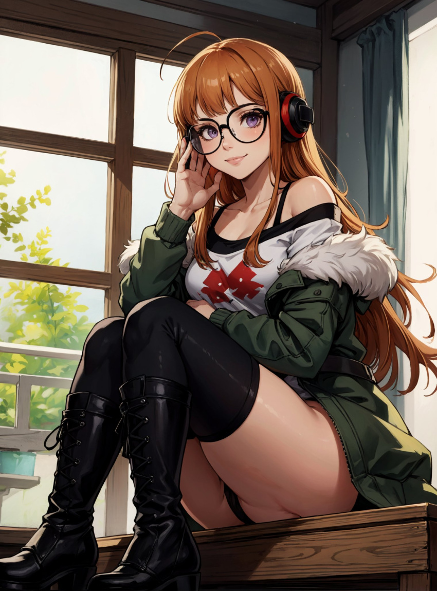 ai_generated female fur_jacket fur_trim looking_at_viewer makimass_ai persona_5 sakura_futaba solo video_games