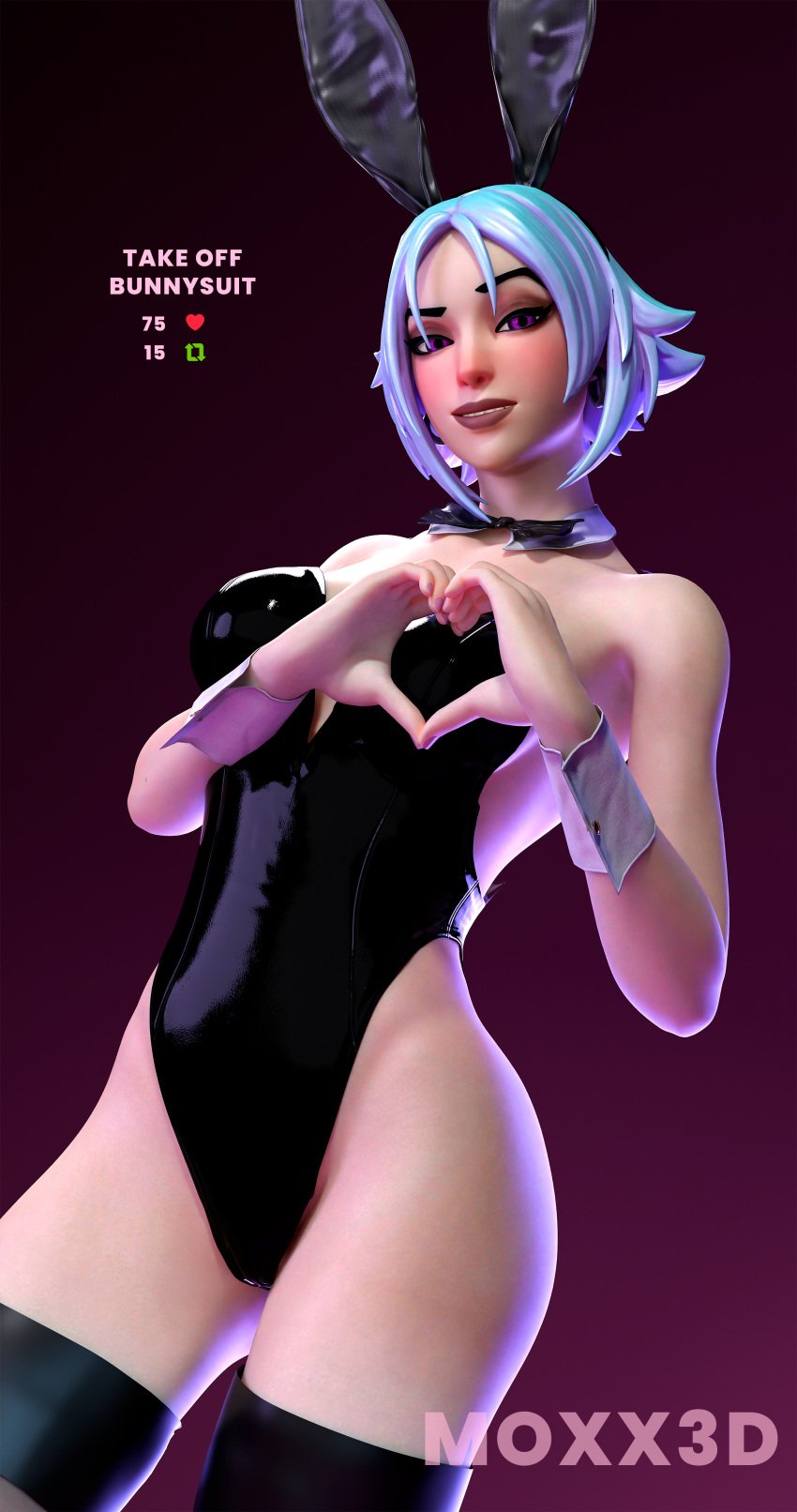 1girls 3d 3d_(artwork) 3d_model bare_arms bare_shoulders bare_thighs blender bunny_costume bunny_ear bunny_ears bunnysuit female female_focus female_only fortnite fortnite:_battle_royale heart_symbol leotard light-skinned_female light_skin looking_at_viewer moxx3d persephone persephone_(fortnite) pinup_pose strip_game thick_ass thick_thighs tight_clothing