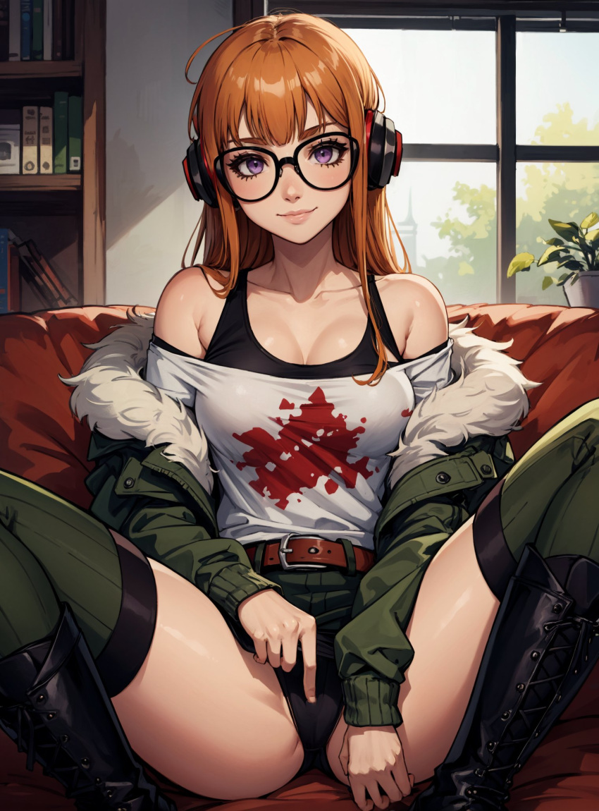 ai_generated female fur_jacket fur_trim looking_at_viewer makimass_ai persona_5 sakura_futaba solo video_games