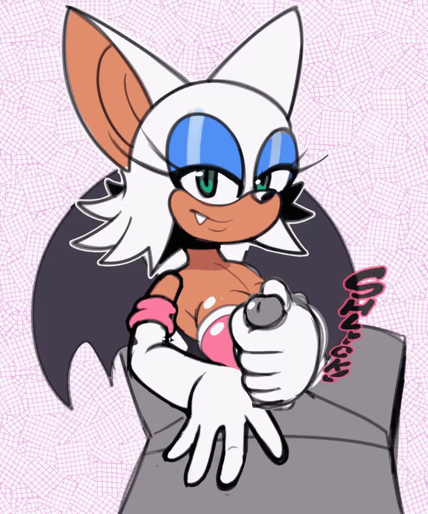 2024 animated anthro bat blinking blue_eyeshadow breasts cleavage clothed clothing cute_fangs duo eyeshadow female first_person_view galactabee genitals gloves green_eyes handjob handwear hi_res humanoid_genitalia humanoid_penis makeup male male/female mammal mobian mobian_(species) mobian_bat penile penis rouge_the_bat sega sex sonic_(series) sonic_adventure_2 sonic_the_hedgehog_(series) wings yellowjackinit