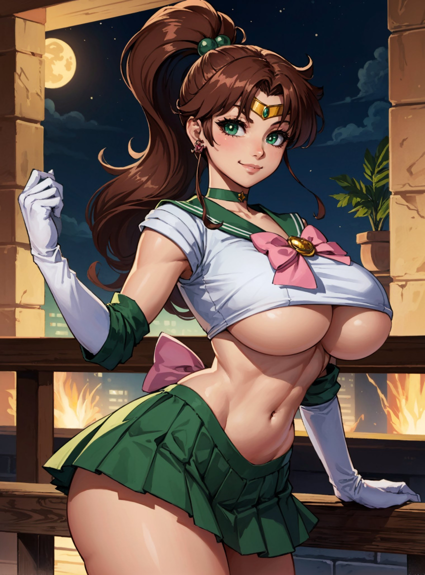 ai_generated bishoujo_senshi_sailor_moon clothing female large_breasts looking_at_viewer makimass_ai makoto_kino sailor_jupiter skirt