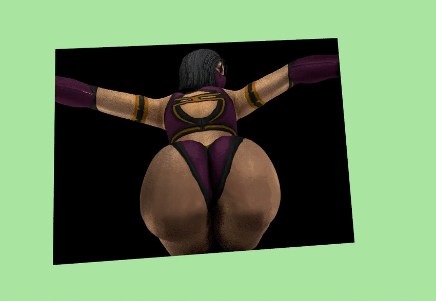 3d animated armband ass bent_over big_butt black_hair dat_ass elbow_gloves from_behind glowing_eye illusion leotard mask mileena moogan mortal_kombat netherrealm_studios red_eye source_filmmaker