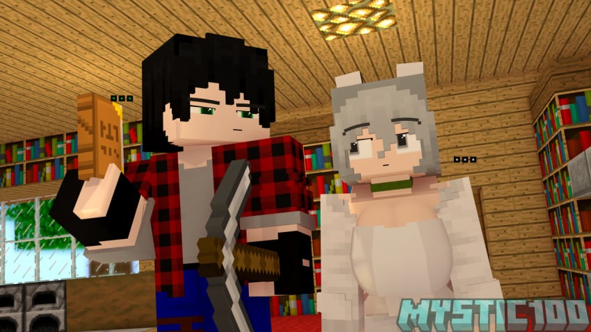 3d imminent_sex lucy_the_wolf mine-imator minecraft mystic100 mystic_(mystic100) video_games wolf_girl