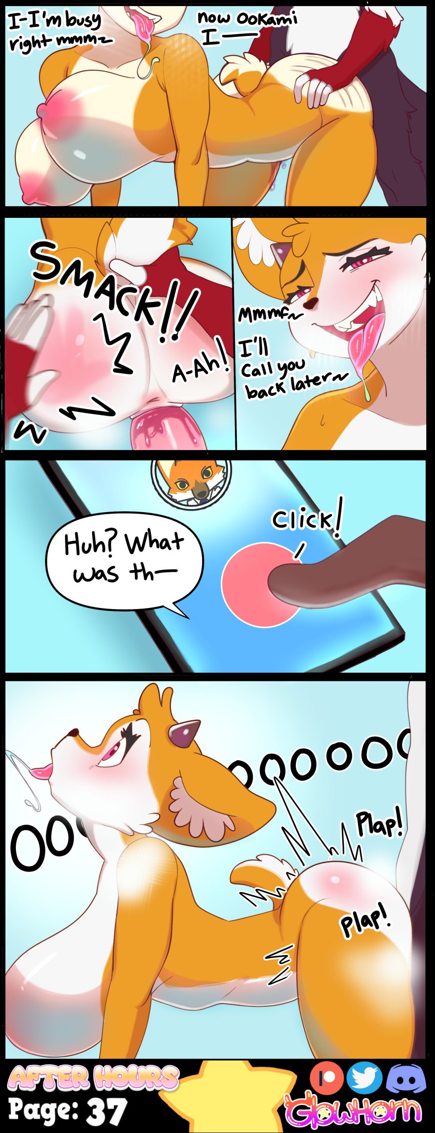 absurd_res aggressive_retsuko aggretsuko antelope anthro artifact_the_fox big_breasts big_ears black_body black_fur bodily_fluids bovid brainwashed brainwashing breasts breath brown_nose canid canine cheating cheating_(relationship) cheating_girlfriend cheek_tuft comic comic_page corrupted corruption cuckold deer deer_girl dialogue doggy_style dominant dominant_male drooling duo ear_tuft electronics eyelashes facial_tuft female femsub fox fox_boy from_behind_position fur furry gazelle genital_fluids genitals glistening glistening_body glowhorn hand_print hanging_breasts head_tuft hi_res horn hypnosis infidelity looking_back looking_pleasured looking_up male male/female maledom mammal mind_alteration mind_control moan netorare nipples ookami_(aggretsuko) open_mouth orange_body orange_fur panting penetration penile penile_penetration penis penis_in_pussy phone phone_call phone_screen pink_eyes red_body red_fur rough_sex saliva saliva_on_tongue saliva_string sanrio scut_tail sex sharp_teeth short_tail simple_background smack smack_(sound_effect) smacking smacking_ass steamy_breath submissive submissive_female tail tail_grab talking_to_another talking_to_partner tan_body tan_fur teeth tongue tongue_out tsunoda tsunoda_(aggretsuko) tuft vaginal_fluids vaginal_penetration wet wet_penis white_body white_fur