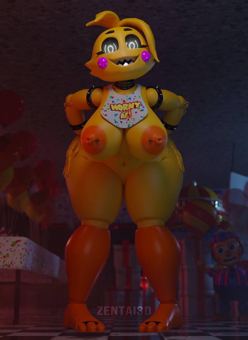 1girls 3d 3d_(artwork) 3d_model animatronic breasts female five_nights_at_freddy's five_nights_at_freddy's_2 tagme toy_chica_(fnaf) yellow_body zentaisfm