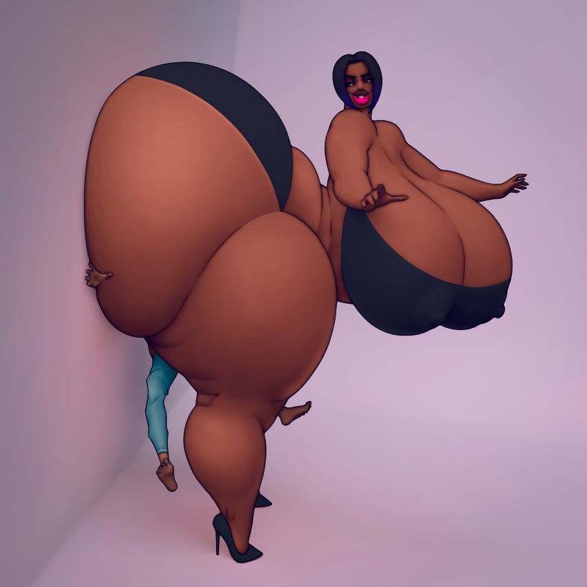 1boy 1girls against_wall ass ass_bigger_than_head ass_in_face ass_smothering ass_up big_booty_judy big_breasts big_dom_small_sub big_lips blitzhero booty booty_shorts brown_skin cleavage curvy dark-skinned_male dark_skin female gyatt heels hyper_ass hyper_lips juicy_butt larger_female lips massive_ass nipple_bulge original_character short_hair smiling smothering_ass someshittysketches tagme thick_ass thick_lips thick_thighs venus_body voluptuous voluptuous_female