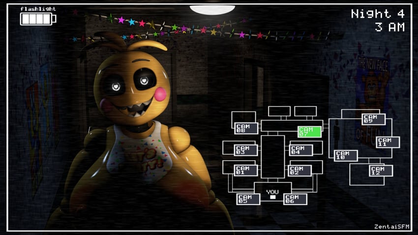 1girls 3d 3d_(artwork) 3d_model animatronic breasts female five_nights_at_freddy's five_nights_at_freddy's_2 tagme toy_chica_(fnaf) yellow_body zentaisfm