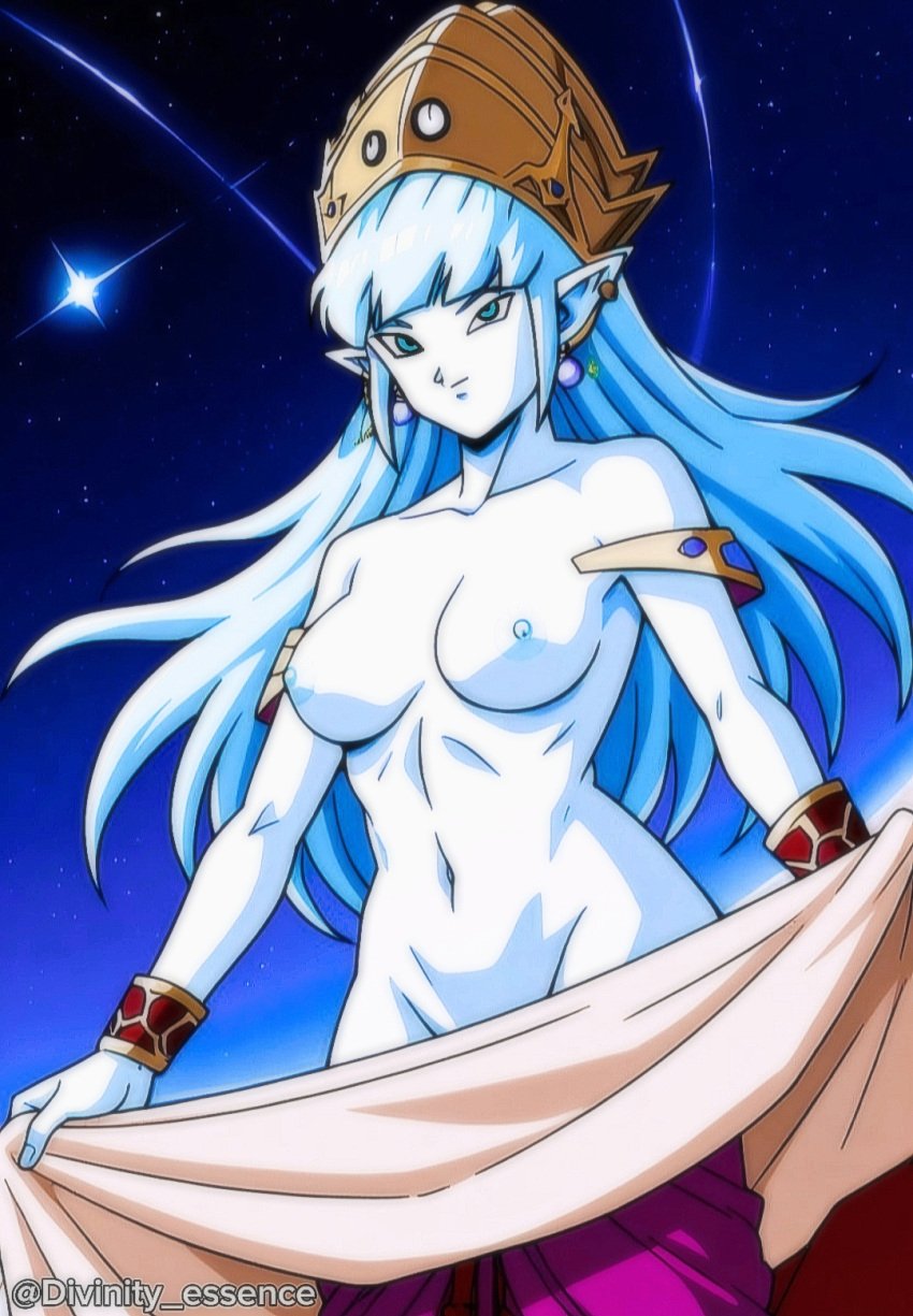 aeos agios ai_generated aios aiosu blue_body blue_eyes blue_hair divinity_essence dragon_ball dragon_ball_heroes goddess henry ladyaeos large_breasts perfect_body pointy_ears super_dragon_ball_heroes supreme_kai_of_time time_power_unleashed_form time_power_unleashed_form_(dragon_ball)