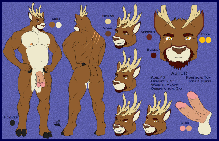 1boy 2017 abs anthro antlers astur_(dafallen0ne) balls big_balls big_butt big_daddy big_muscles big_penis buck dafallen0ne deer diphallia diphallism father furry gammauzumaki gay huge_ass huge_balls huge_cock huge_testicles male male_only multi_penis muscle_gut muscles muscular muscular_male nipples penis scar solo