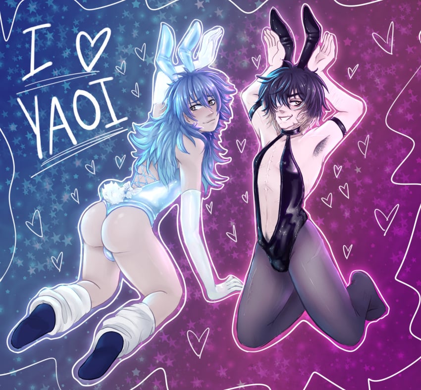 aoba_seragaki bunnysuit dramatical_murder nitroplus slow_damage towa_(slow_damage) xkagehira yaoi