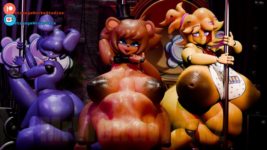 1boys 1femboy 2girls 3d 3d_(artwork) ambiguous_prey android android_boy android_girl animatronic belly big_ass big_ass_(male) blender blender_(software) blue_eyes bonnie_(cally3d) bonnie_(fnaf) brown_hair brown_nipples brown_skin cally3d chica_(fnaf) chiku chiku_(cryptia) cock cock_vore cryptiacurves erect_penis erection eyes_not_visible fat_ass femboy five_nights_at_freddy's freddy_(fnaf) fredina_(cally3d) frenni_(cryptia) frenni_fazclaire hair_covering_eyes height_difference hi_res high_resolution highres huge_breasts huge_cock huge_thighs hyper hyper_breasts hyper_penis looking_at_another looking_at_belly looking_at_prey mrweirdworkz nude nude_female nude_male on_stage pink_eyes pole purple_hair purple_skin robot robot_boy robot_girl scottgames size_difference stomach stomach_deformation stripper_pole struggling struggling_prey thick_thighs thighs vore vore_belly watermark weirderworkz wide_hips yellow_body yellow_hair