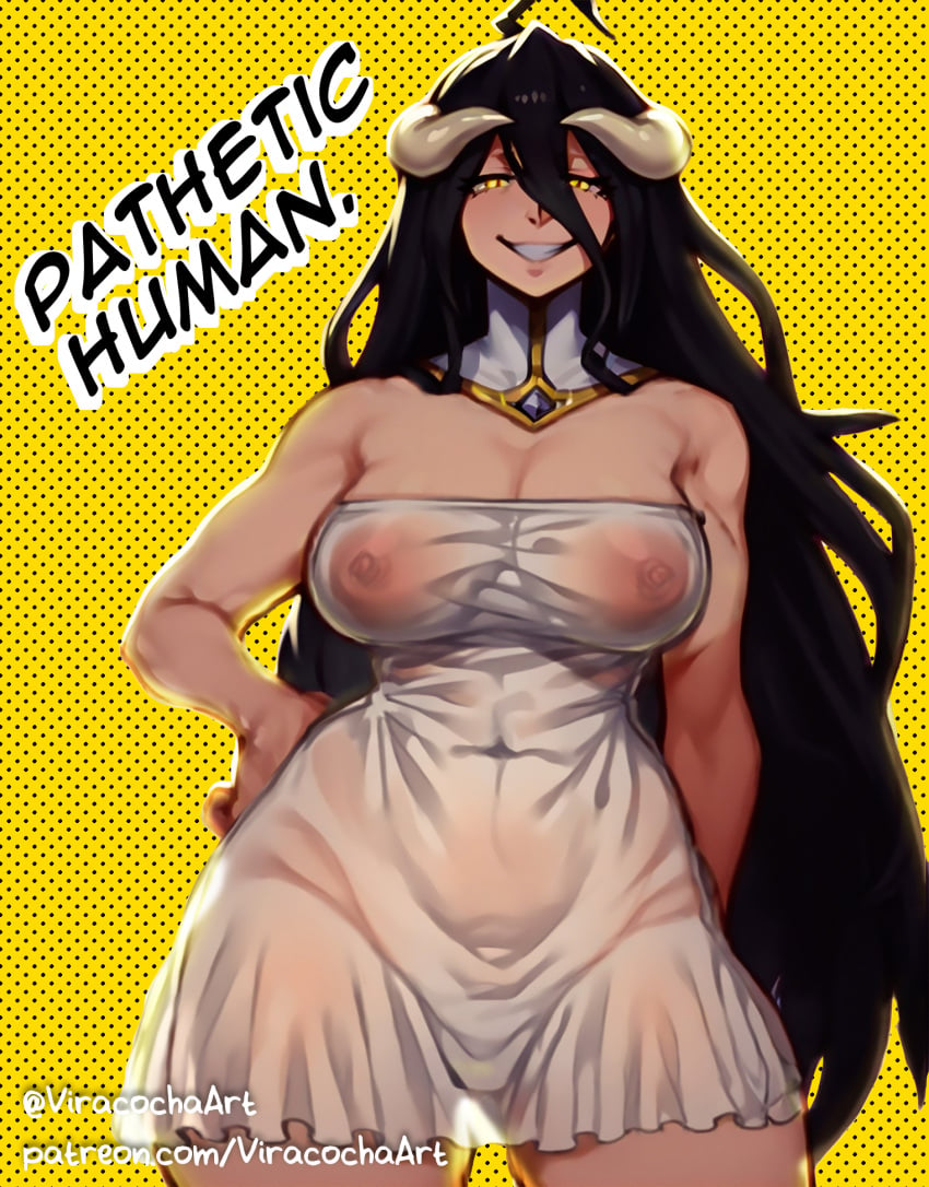 ai_assisted ai_generated albedo_(overlord) big_breasts breasts demon_girl digital_drawing_(artwork) dominant domination hips_wider_than_shoulders nipples nipples_visible_through_clothing overlord_(maruyama) succubus succubus_horns transparent transparent_clothing viracochaart