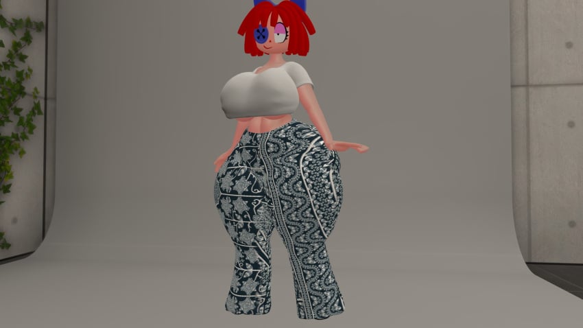 1girls 3d flare_pants huge_ass ragatha_(the_amazing_digital_circus) red_hair tagme the_amazing_digital_circus