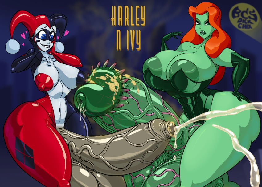 2futas batman:_the_animated_series bcdickchix bcfuta brendancorris classic dc dc_comics futanari green_body harley_quinn harley_quinn_(classic) jester_costume jester_hat jester_outfit musk musk_clouds nasty orange_hair pale-skinned_futanari pale_skin plant_girl poison_ivy smegma smell smelly smelly_cock supervillainess veiny_penis