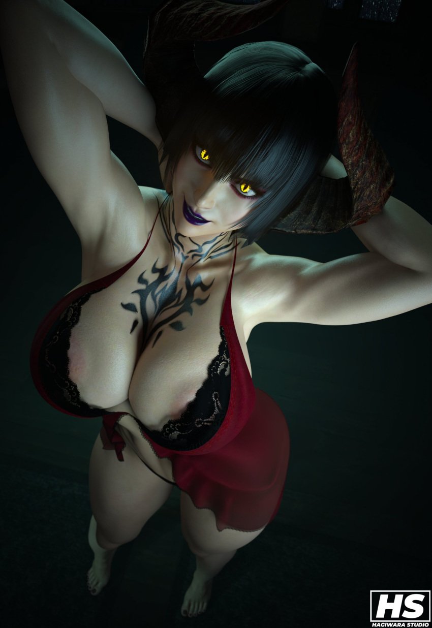 1girls 3d ass big_ass big_breasts breasts eliza_(tekken) female female_only hagiwara_studio horns lingerie panties solo tagme tattoo tekken tekken_7 thick_thighs vampire yellow_eyes