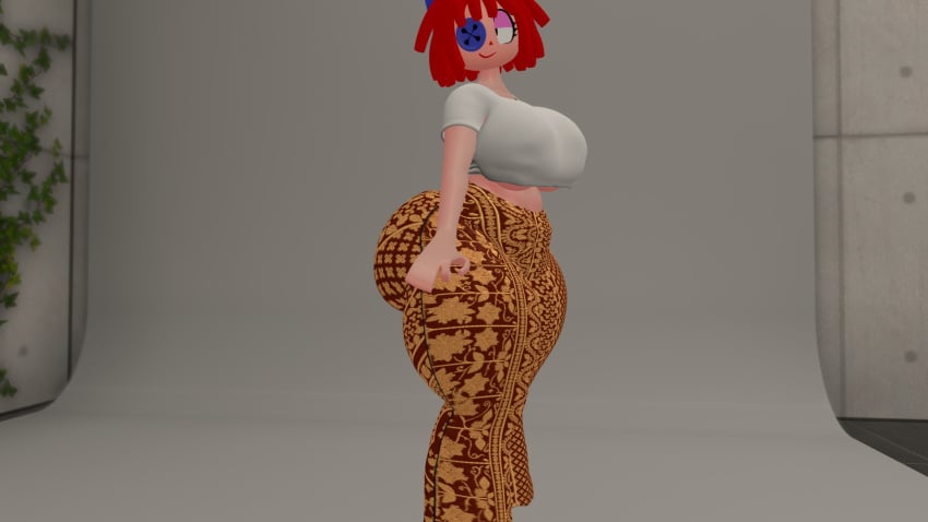 1girls 3d flare_pants huge_ass ragatha_(the_amazing_digital_circus) red_hair tagme the_amazing_digital_circus