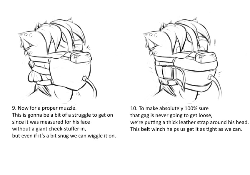 absurd_res bondage bound bulge clipped_wings_(oc) comic equine gag glue hi_res horse inflatable inflatable_gag krd male male_only mammal mask monochrome muzzle_(object) my_little_pony neck_bulge permanent permanent_bondage piercing pony rubber sex_toy solo story