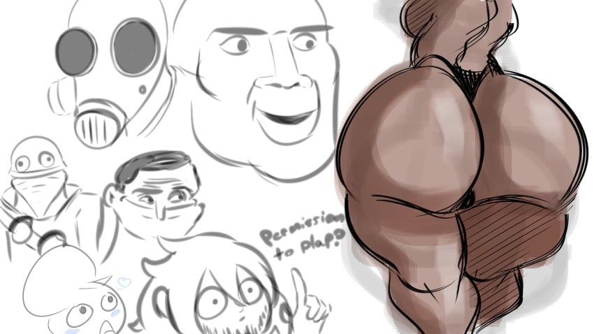 big_ass big_breasts blazin_fox breasts bubble_butt grubbyprime heavy_(team_fortress_2) huge_ass tagme technodraws thick_thighs wide_hips